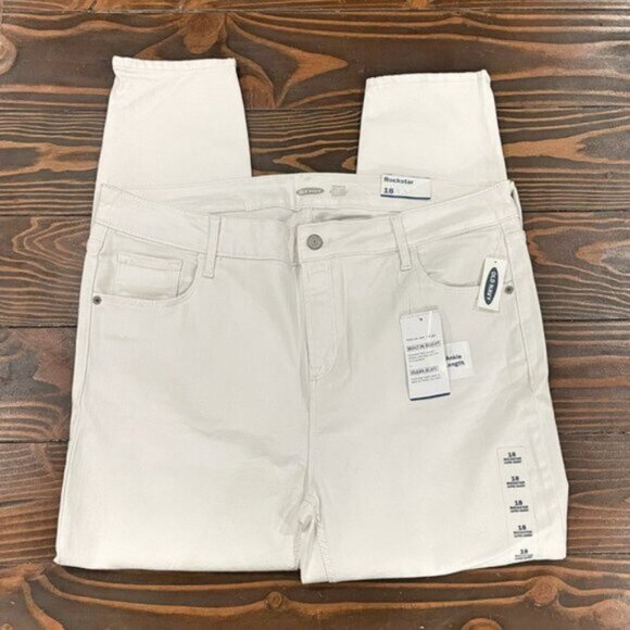 5/$20 NEW 18 Women's Old Navy White Rockstar Super Skinny Clean-Slate Jeans - Picture 2 of 5